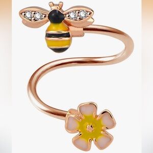 Bee and Flower Gold Ring